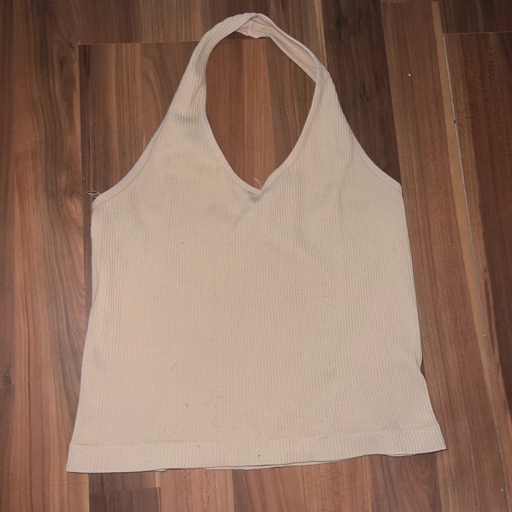 Beige, halter crop top, gently worn